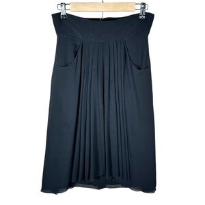CHANEL BOUTIQUE Vintage Pleated Silk Crepe Layered Skirt in black